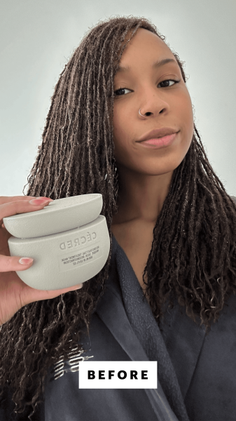 Taylor before applying the Ccred Reconstructing Treatment Mask